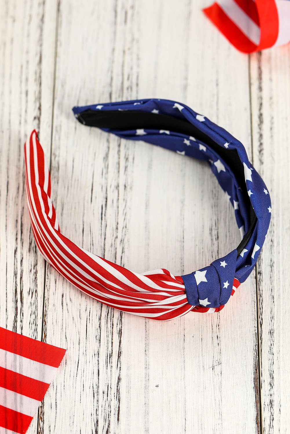 Multicolor American Flag Bow Knot Wide Headband - Image 4
