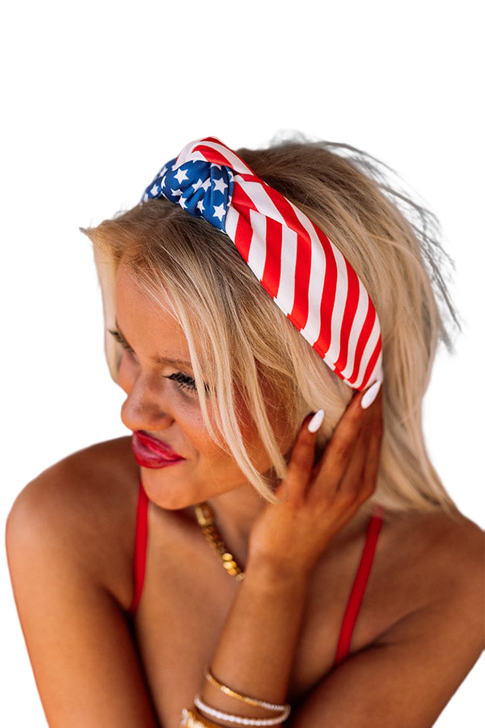 Multicolor American Flag Bow Knot Wide Headband - Image 7