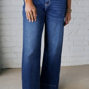 Blue Acid Wash Contrast Lace-up Plus Size Jeans