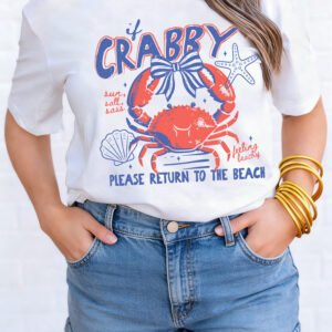 White Coquette Crabby Vacation Graphic Tee