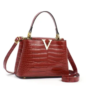 Dives "V" Accent Structured Shoulder Bag – Chic Korean Fashion Crossbody - Image 3
